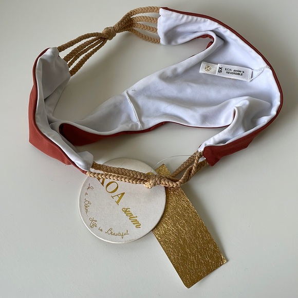 NWT (XS) KOA braid side EXTRA LOW rise sexy tiny bitsy swim bottoms orange - Picture 4 of 10